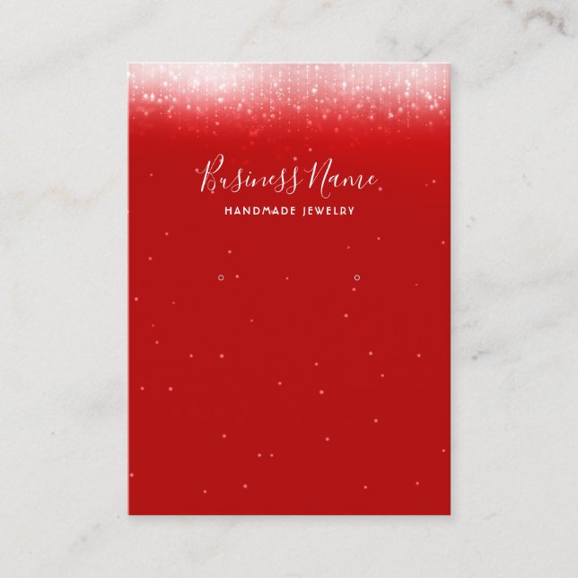 Glam Red Earring Jewelry Display Business Card (Front)