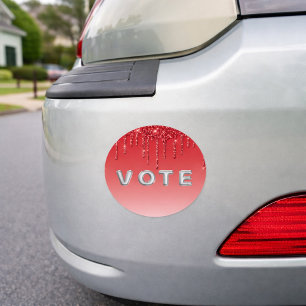 Glam Red Glitter Drip Car Magnet