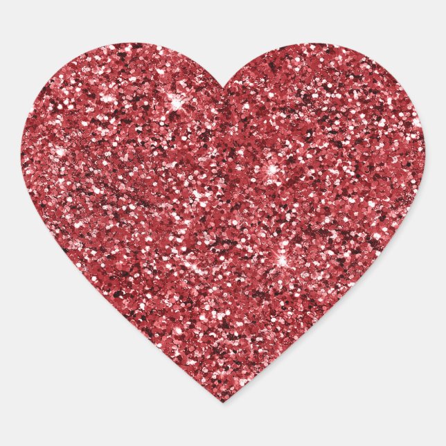Glam Red Glitter Heart Sticker (Front)