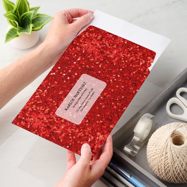 Glam Red Glitter Texture Envelope Mailers (Desk)
