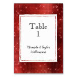 Glam Red Glitzy Sparkle Table Number