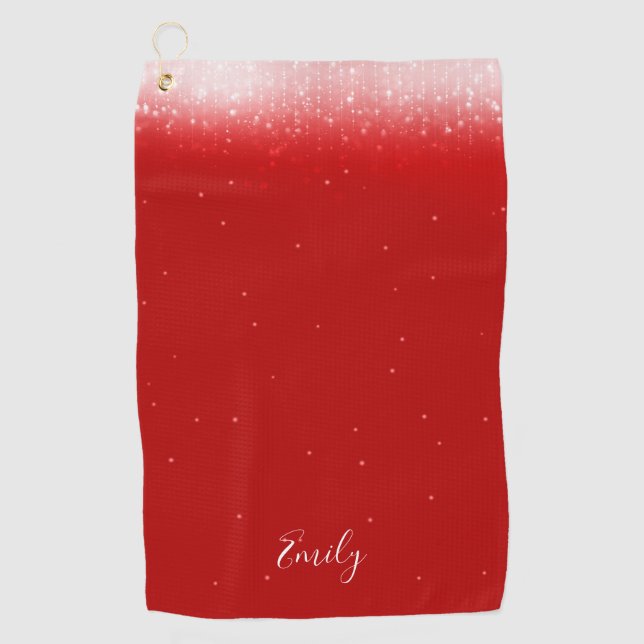 Glam Red Personalized Golf Towel (Front)
