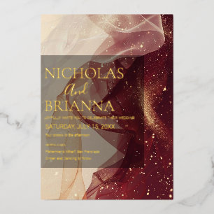Glam Red Sparkle Curtain Foil wedding Invitation