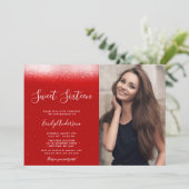 Glam Red Sweet 16 Photo Invitation (Standing Front)