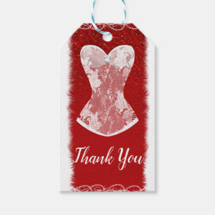 Glam Red & White Holiday Lingerie Shower Party Gift Tags