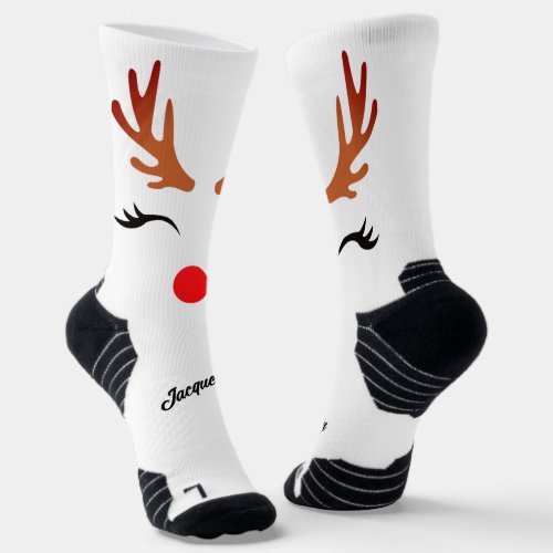 Glam Rednose Reindeer  Antlers Socks