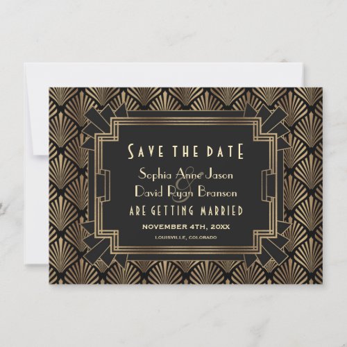 Glam Roaring 20s Gold Black Great Gatsby Save The Date