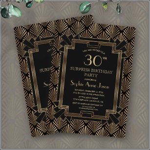 Glam Roaring 20's Great Gatsby Art Deco Birthday Invitation