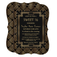 Glam Roaring 20's Great Gatsby Art Deco SWEET 16 Invitation
