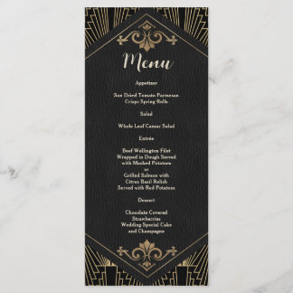 Glam Roaring 20s Great Gatsby Art Deco Wedding Menu
