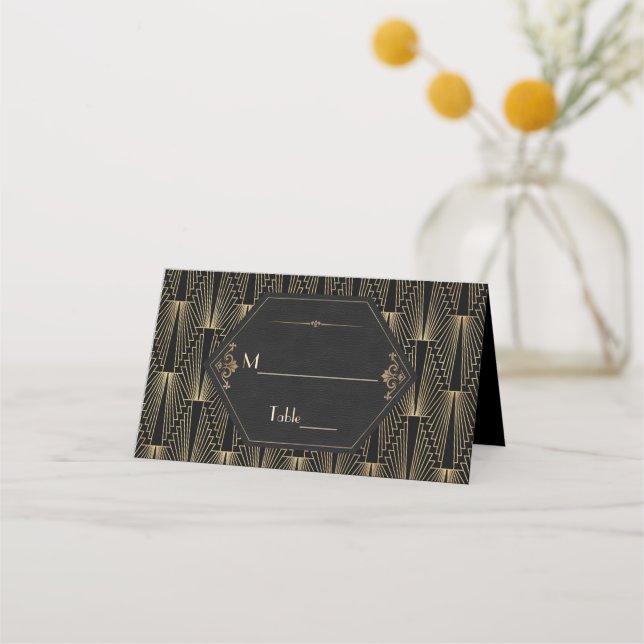 Glam Roaring 20s Great Gatsby Art Deco Wedding Place Card (Front)