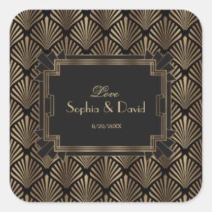 Glam Roaring 20's Great Gatsby Art Deco Wedding Square Sticker