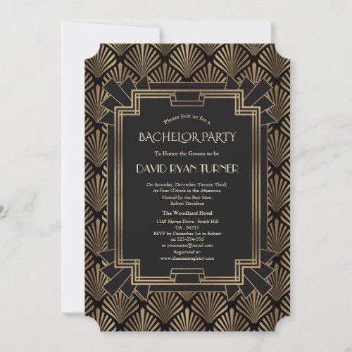 Glam Roaring 20s Great Gatsby Bachelor Party Invitation