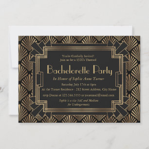 Glam Roaring 20's Great Gatsby Bachelorette Party Invitation