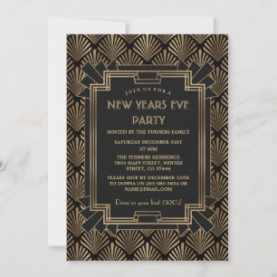 Glam Roaring 20's Great Gatsby New Year Party Invitation