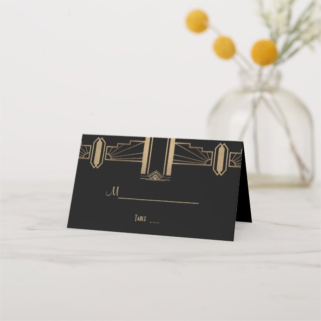 Glam Roaring 20's Great Gatsby  Wedding Place Card (Front)