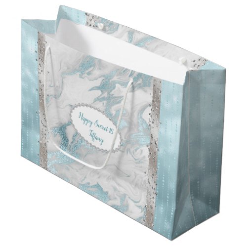 Glam Robins Egg Blue and Silver Gift Bag