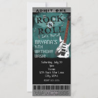 Glam Rock N Roll Star Birthday Ticket VIP Party