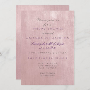 Glam Rose Ballet Pink Pastel Purple Bridal Shower Invitation