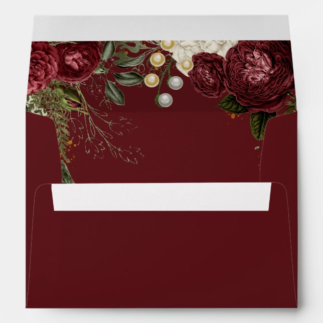 Glam Rose Burgundy Floral  Envelope (Back (Bottom))