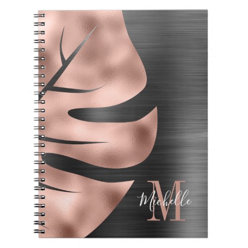 Glam Rose Gold Black Metallic Notebook