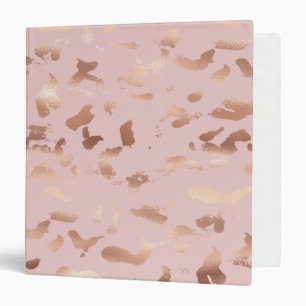 Glam Rose Gold Blush Abstract 3 Ring Binder