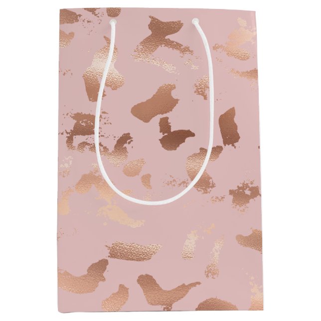 Glam Rose Gold Blush Abstract Birthday Medium Gift Bag (Front)