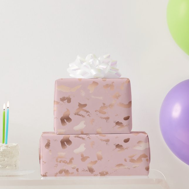 Glam Rose Gold Blush Abstract Birthday Wrapping Paper (Party Gifts)