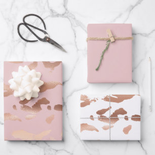 Glam Rose Gold Blush Abstract Wrapping Paper Sheets