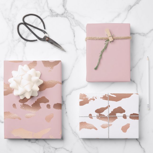 Glam Rose Gold Blush Abstract   Wrapping Paper Sheets (Front)