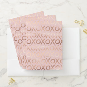 Glam Rose Gold Blush XOXO Pocket Folder