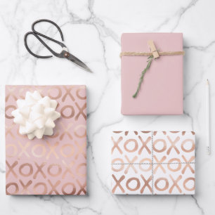 Glam Rose Gold Blush XOXO Wrapping Paper Sheets