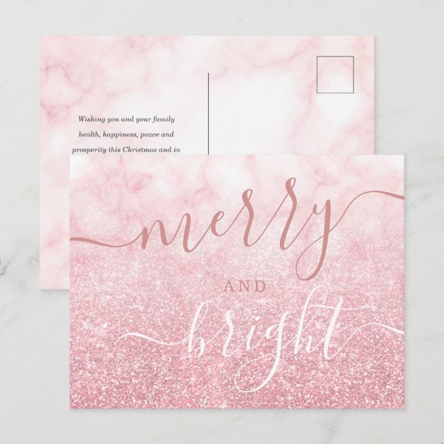 Glam Rose GOLD Christmas Holiday Glitter Marble  (Front/Back)