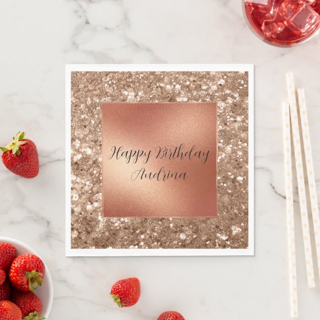 Glam Rose Gold Chunky Glitter Napkins (Insitu)