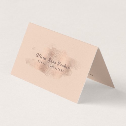 Glam Rose Gold Copper Foil  Beautician Business Card