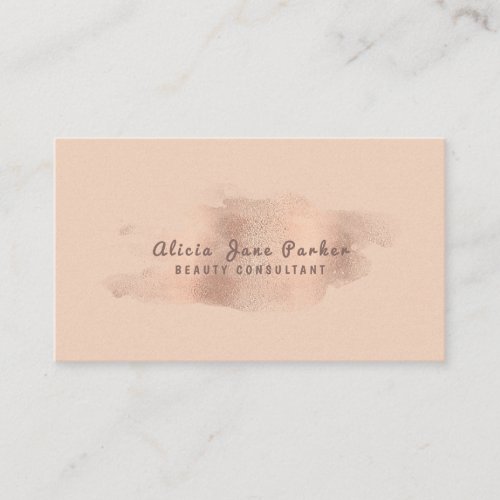 Glam Rose Gold Copper Foil  Beautician Business Card