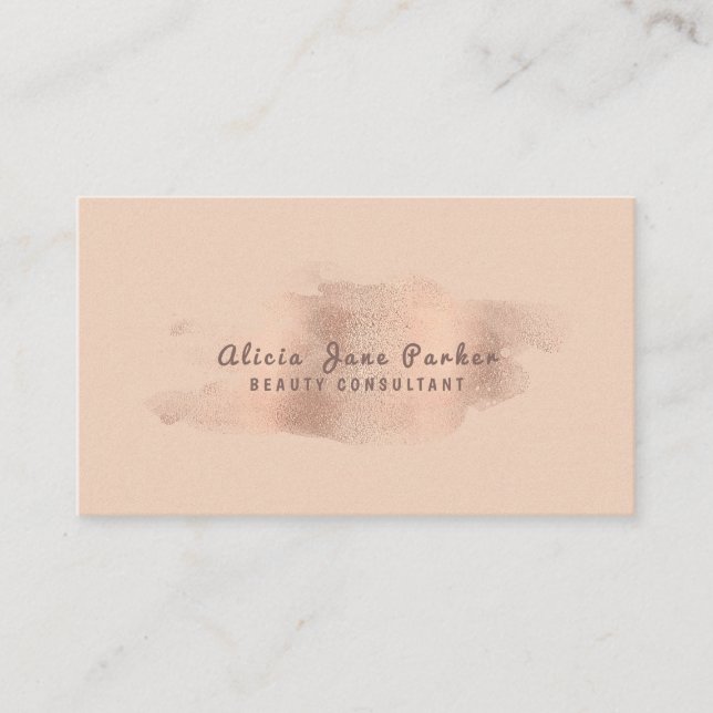 Glam Rose Gold Copper Foil | Beautician Business Card (Front)