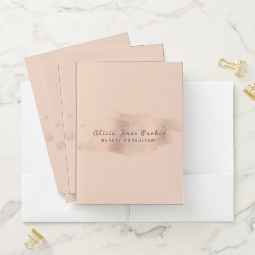 Glam Rose Gold Copper Foil  Beautician Pocket Folder