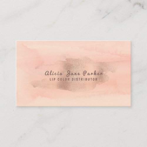 Glam Rose Gold Copper Foil  Lip Color Distributor Business Card