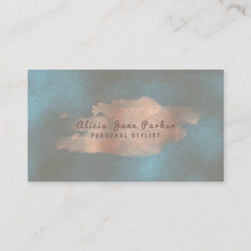 Glam Rose Gold Copper Foil Navy  Personal Stylist Business Card