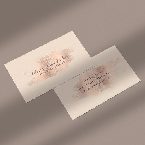 Glam Rose Gold Copper Foil  Personal Stylist Business Card