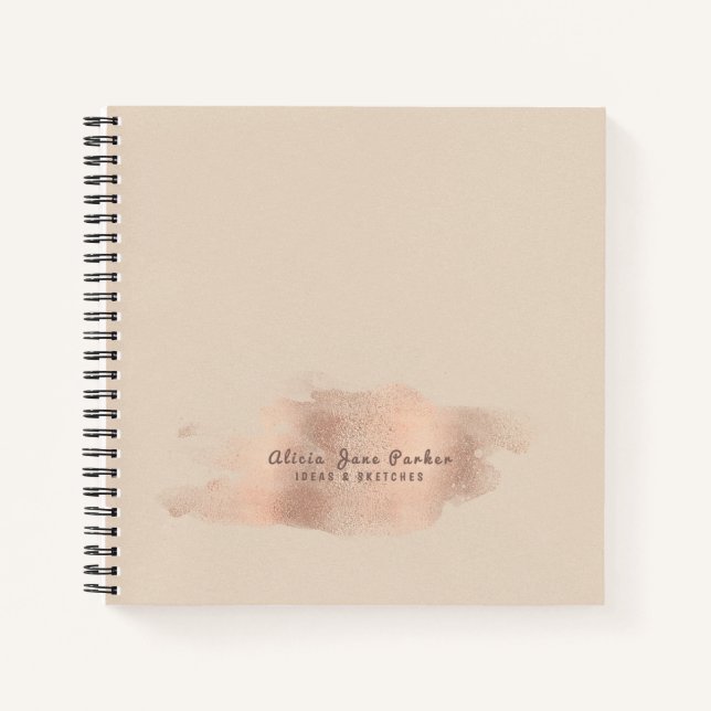 Glam Rose Gold Copper Foil | Sketches & ideas Notebook (Front)