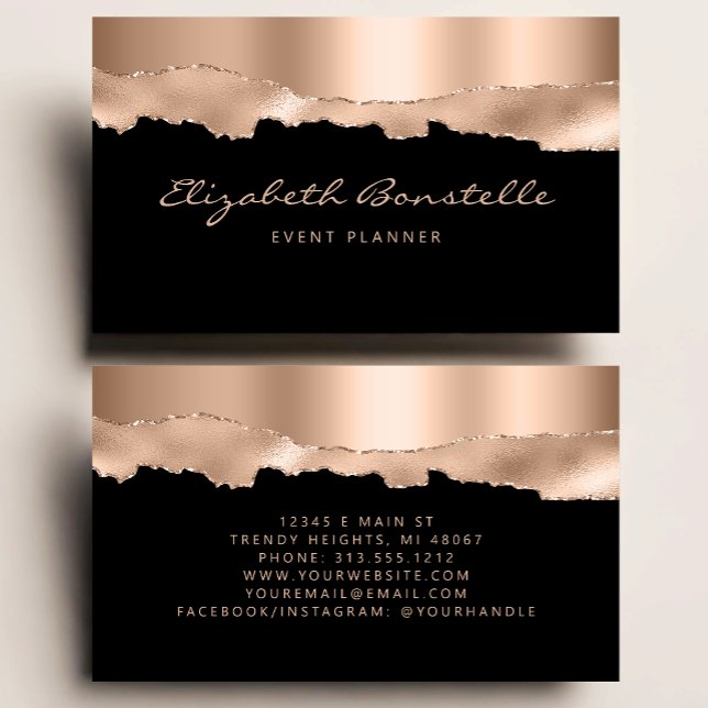Glam Rose Gold Foil Black Luxury Business Card (Creator Uploaded)