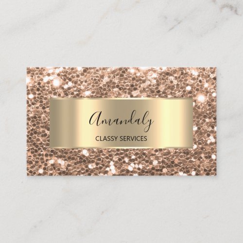 Glam Rose Gold Frame Chunky Glitter QR Code Logo   Business Card