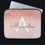 Glam Rose Gold Glitter and Sparkle Monogram Laptop Sleeve<br><div class="desc">Glam Rose Gold Ombre Faux Glitter and Sparkle Modern and Elegant Monogram Case. This case can be customized to include your initial and first name.</div>