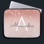 Glam Rose Gold Glitter and Sparkle Monogram Laptop Sleeve<br><div class="desc">Glam Rose Gold Ombre Faux Glitter and Sparkle Modern and Elegant Monogram Case. This case can be customized to include your initial and first name.</div>