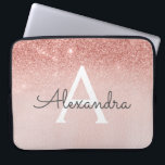 Glam Rose Gold Glitter and Sparkle Monogram Laptop Sleeve<br><div class="desc">Glam Rose Gold Ombre Faux Glitter and Sparkle Modern and Elegant Monogram Case. This case can be customized to include your initial and first name.</div>