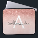 Glam Rose Gold Glitter and Sparkle Monogram Laptop Sleeve<br><div class="desc">Glam Rose Gold Ombre Faux Glitter and Sparkle Modern and Elegant Monogram Case. This case can be customized to include your initial and first name.</div>