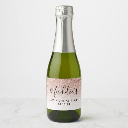 Glam Rose Gold Glitter Bachelorette Party Favor Sparkling Wine Label