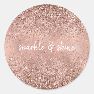 Glam Rose Gold Glitter Classic Round Sticker